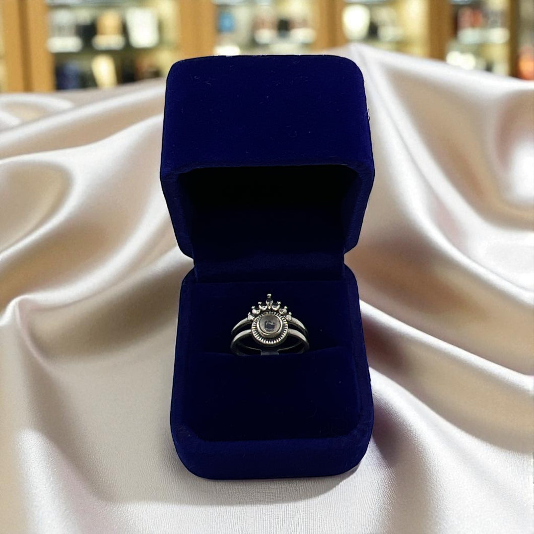 Anillo Corona de Plata con Zirconia Cristal - Talla 15